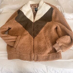 UGG Women's Cream and Brown Teddy Jacket